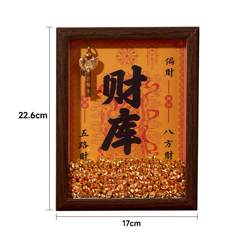 Golden Treasury Key Frame – Feng Shui Desk Decor - Image 1