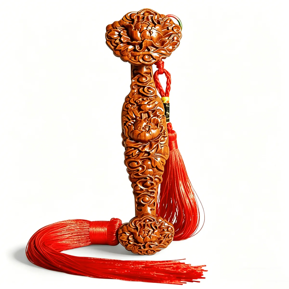 e201-1.jpg Peach Wood Ruyi – Symbolic Feng Shui Decor - Image 1