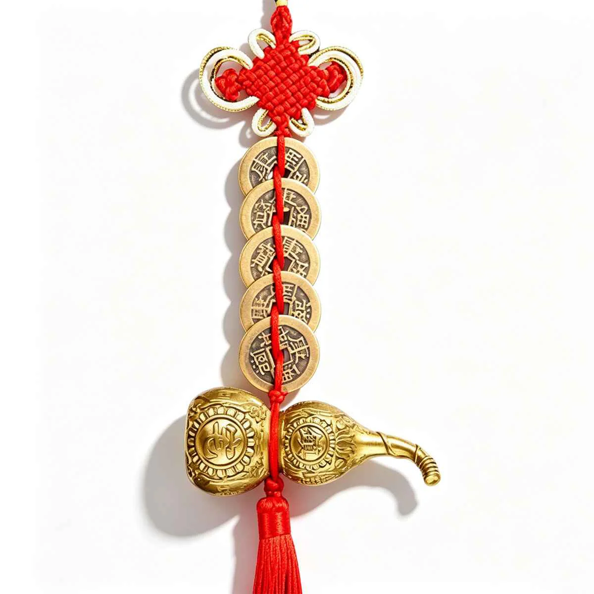 e201-2.jpg Five Emperor Coins – Feng Shui Hanging Decor - Image 1